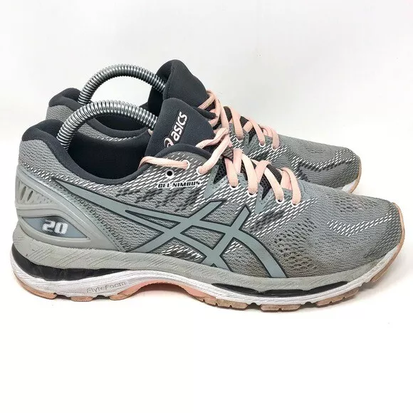 ASICS Gel Nimbus 20 Grey Seashell Pink Womens 9 Running Sneaker