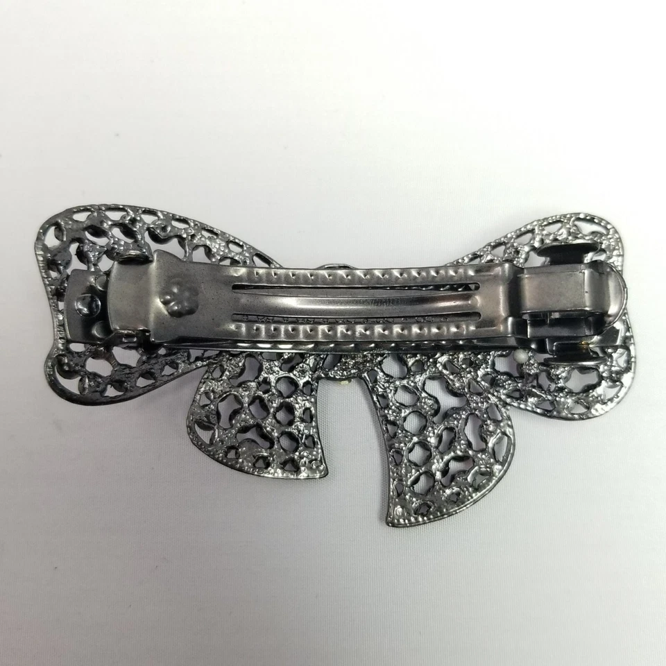 Pinza de pelo vintage grande rosa con estrás en forma de moño estilo años 80 90, Estate Foto 3 de 4