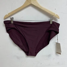 CALIA Women's Mid Rise Wide Banded High Leg Swim Bottoms Wine WSA23414