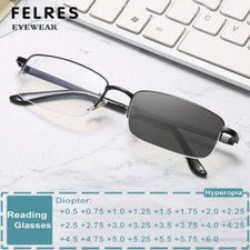 Metal Square Classic Photochromic Reading Glasses Men Half Frame Sunglasses Hot