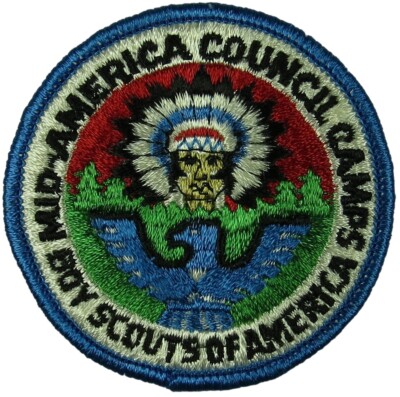 Mid America Council Omaha, NE 1965-present Camps Patch BLU Bdr (SK170)