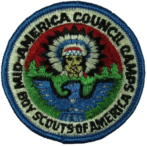 Mid America Council Omaha, NE 1965-present Camps Patch BLU Bdr (SK170) - Picture 1 of 2
