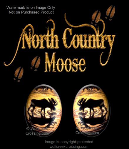 NORTH COUNTRY MOOSE EARRINGS - WILDLIFE ART - STUD POST PIERCE STYLE FREE SHIP'
