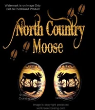 NORTH COUNTRY MOOSE EARRINGS - WILDLIFE ART - STUD POST PIERCE STYLE FREE SHIP'