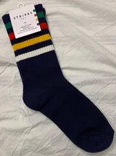 Hudson's Bay Company Stripes Navy Blue HBC Unisex Multistripe Crew Socks S/M