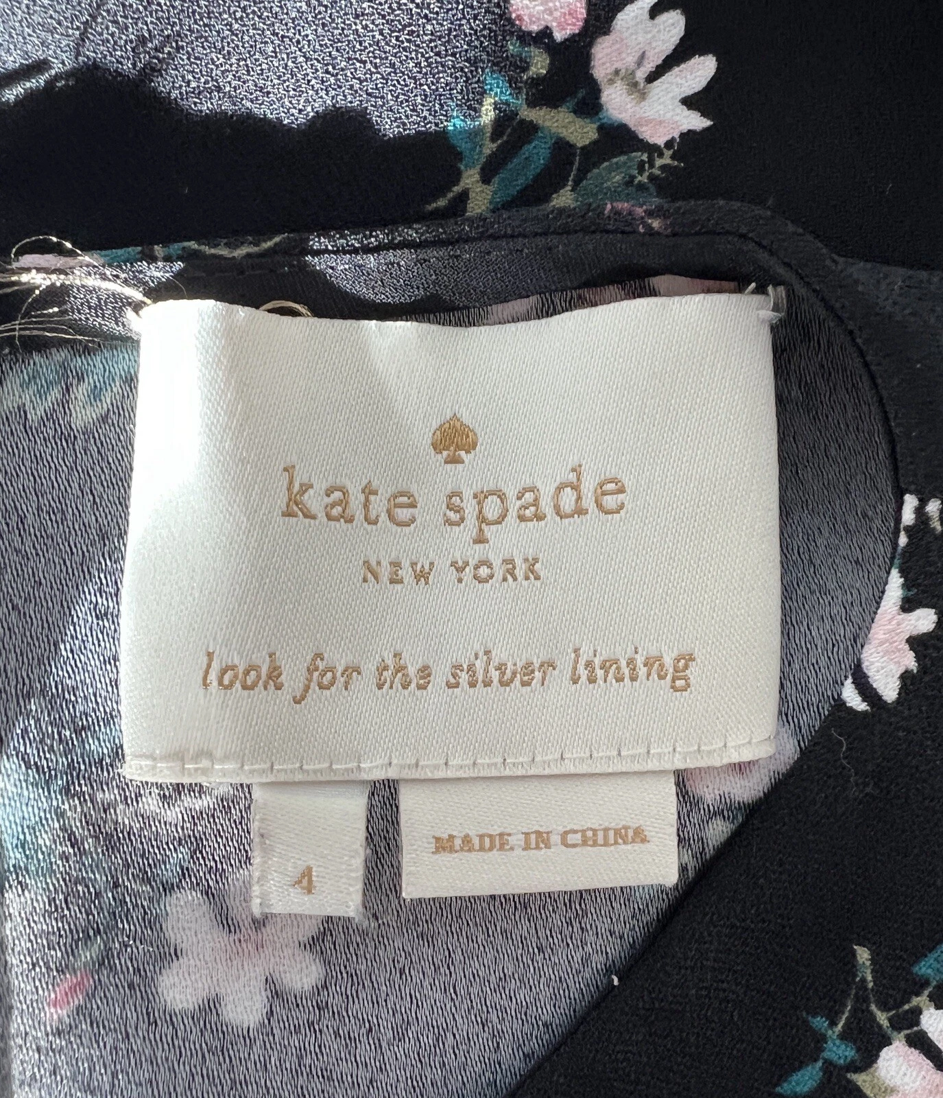 Abito Kate Spade nero floreale manica corta Taglia 4
