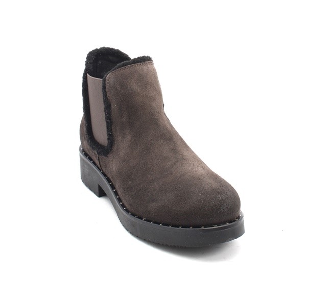 Mally 5894a Gray / Black Suede / Elastic Panels Ankle Boots 