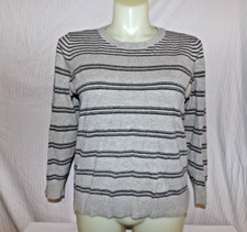 LIZ CLAIBORNE Women's Gray and Black Stripe Pullover Sweater Size XXL