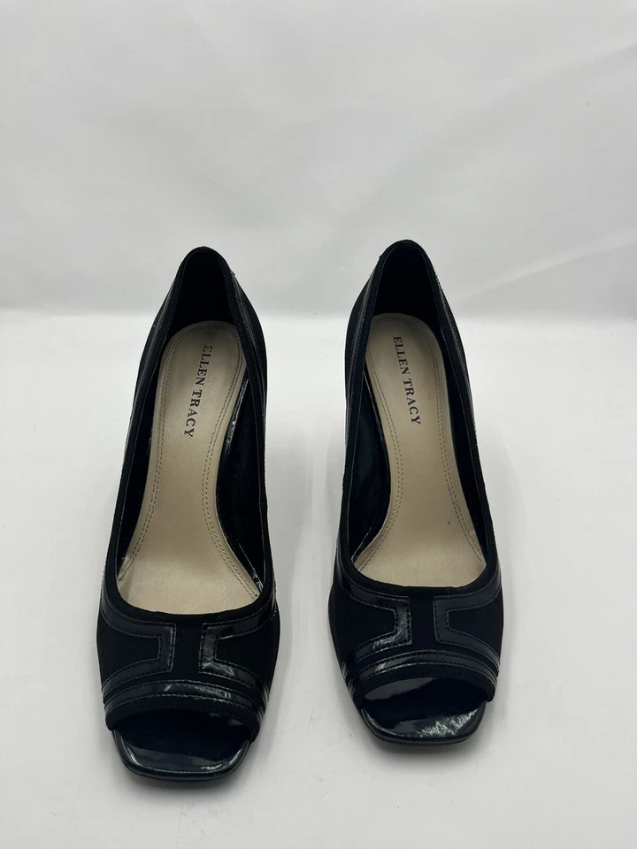 Ellen Tracy Randy 女式鞋 9M 码黑色高跟鞋露趾高跟鞋 — 第 2/4 张图片