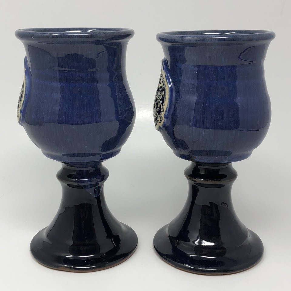 Renaissance Pleasure Faire Pottery Goblets Blue Drip Deneen Vintage ...