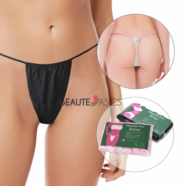 12 Pcs Disposable Bikini Thong Panties for Spray Tanning and Spa