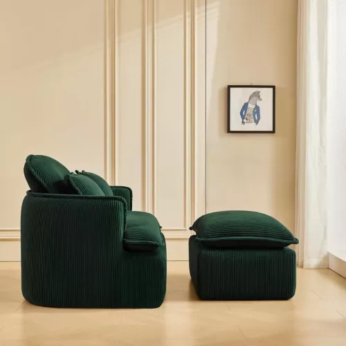 Recamier w/ Foot Rest & Pillow Floor Sofa Chaise Armchair Chaise Lounge Sofa Set - Picture 10 of 14