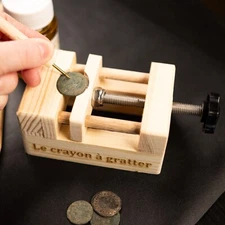 Conservator Tools Le Crayon a Gratter Wooden Vice for coins and artifact finds