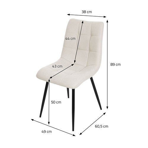 Set de 6 sillas de comedor beige asiento tapizado y acolchado con patas de acero - Imagen 6 de 7