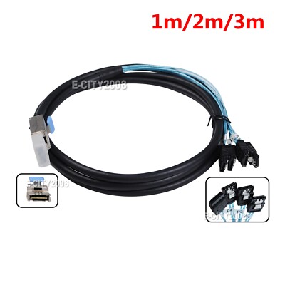 SFF-8088 TO 4x SATA 7Pin Mini-SAS 26Pin TO 4SATA Cable 1M 2M 3M