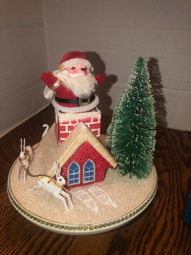 Nice MCM Santa On Rooftop Music Box-Jingle Bells-Reindeer-Trees-Japan-IOB - Picture 2 of 11