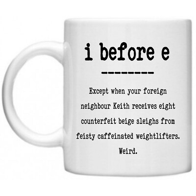 I Before E Englischlehrer Schüler Geschenke für Lehrer Danke Becher Tasse