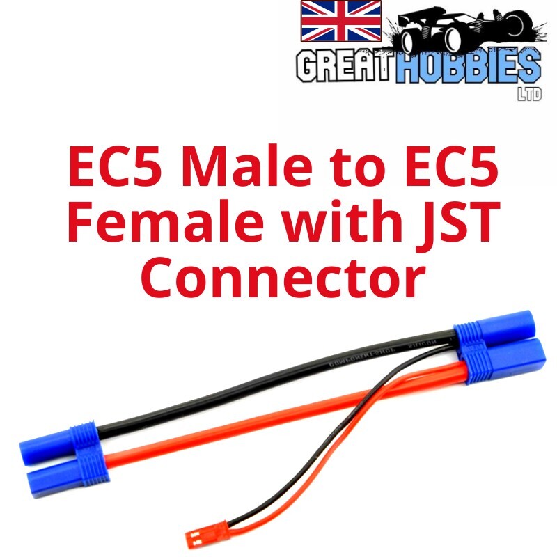 RC EC5 Male to Female EC5 Plug Battery Connector 20AWG + JST power take off