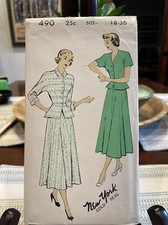 Vintage New York Pattern 1940’s Day Dress 490 18-36 SALE