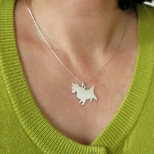 Small Dog 925 Silver Pendant Solid Sterling Polished Canine Design Gift Boxed