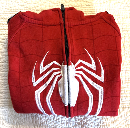 Marvel Spiderman zip sweatshirt with hood and applique detail Child Sz 7 pockets - Picture 9 of 9