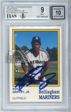 Ken Griffey Jr 1987 Bellingham Mariners Baseball Autograph Card #15 BGS 9 BAS 10