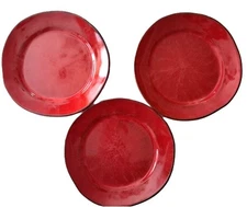 Lot 3 Crate & Barrel Salad Plate 9" Freeform Carmen Rustic Red Made in Italy HTF