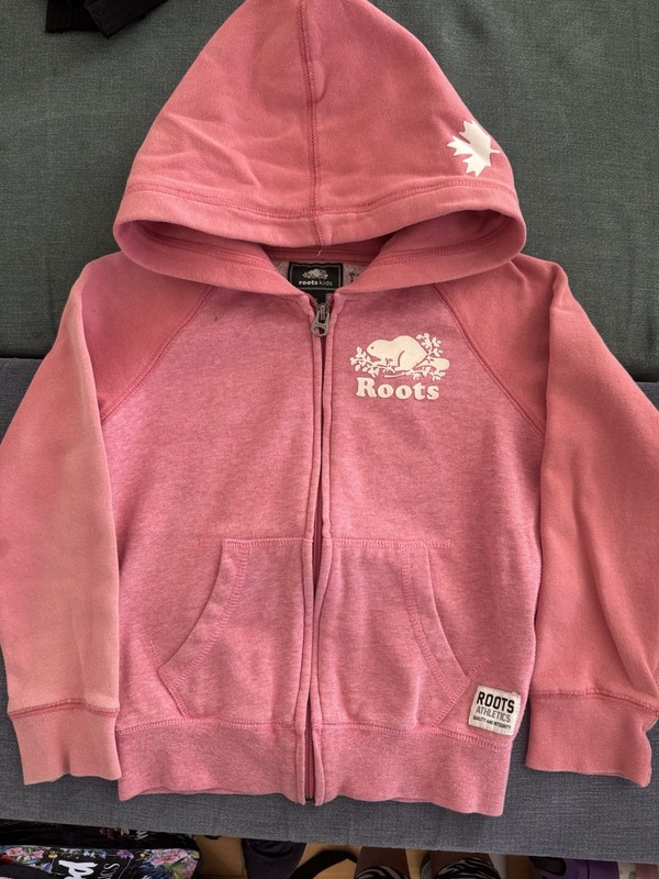 Roots Pink Girls Hoodie with Zipper Size S / 5-6 years