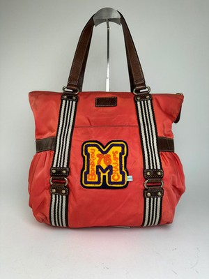 Vintage Burberry Nylon Leather Bag Red Brown