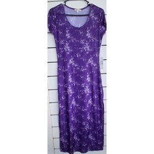 NWT Plum Purple Short Sleeve See Through Mesh Side Slit Maxi Dress Size Med