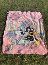 Baby Looney Tunes Acrylic Blue Blanket Game Friends Bugs Bunny Daffy