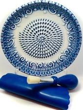 BonCera, All-in-one Premium Ceramic Garlic Grater Plate 4-Piece Set - Blue Em...