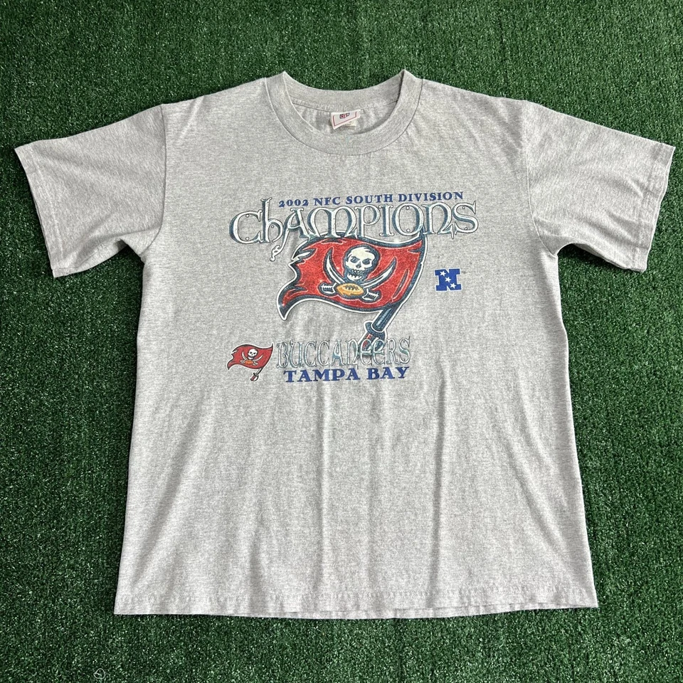 Camiseta Vintage NFL Tampa Bay Buccaneers Para Hombre Grande Gris 2002 División NFC Y2K Foto 4 de 4
