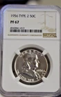1956 US Franklin Type 2 Silver Half 50c NGC PF67