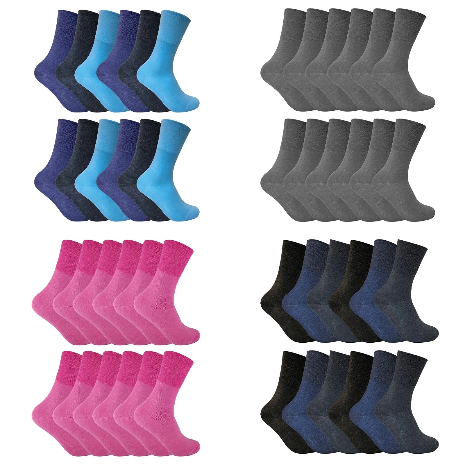 12 Pack Ladies Soft Top Non Elastic Thermal Diabetic Socks for Poor Circulation