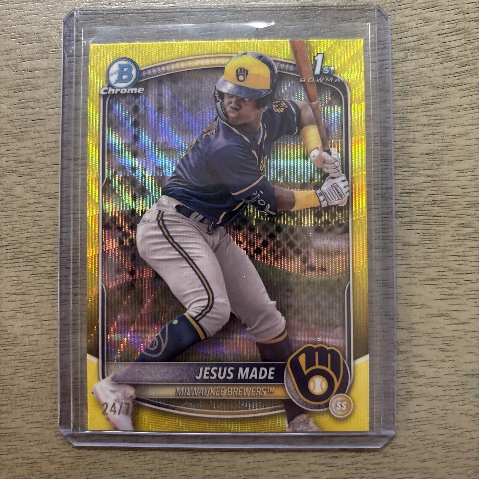 2025 Bowman Chrome Prospects Yellow Wave Refractor 1/75 Jesus Made #BCP-50