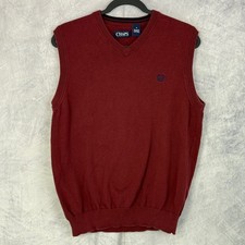 Vtg y2k Chaps Mens Sweater Vest Burgundy V Neck Emblem Sz M Preppy Academia