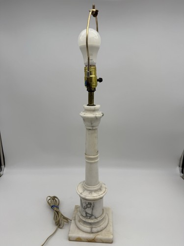 Vintage Alabaster Lamp Italian Pedestal Carved Marble Stone 24.5” *Read - Picture 2 of 11