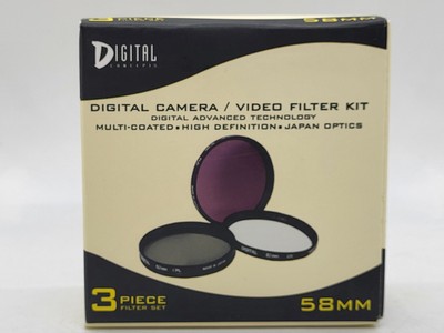 Digital Concepts 58mm Camera Video 3 Filter Kit - UV, Fluorescent, Cir Polarizer