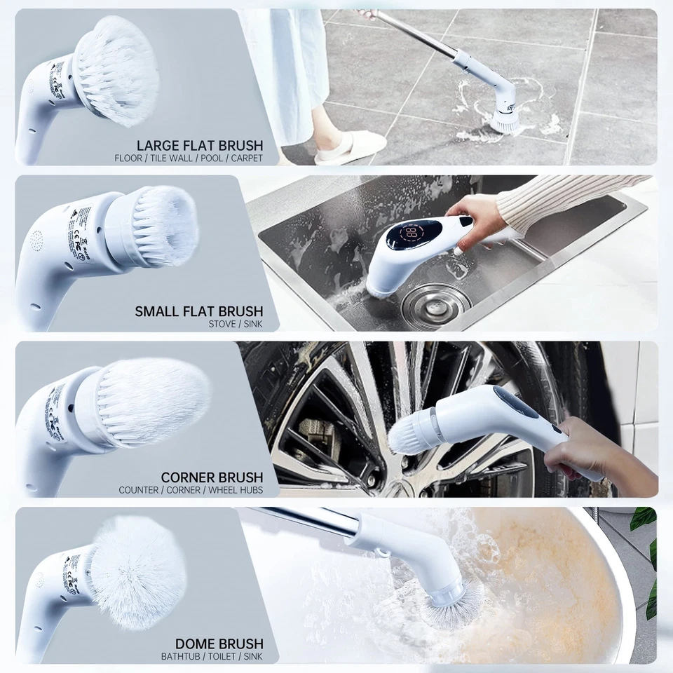 Depuradora Giratoria Eléctrica "OFERTA", 9 en 1 Inalámbrica 9 Cabezales de Cepillo, 3 Velocidades Ajustables Foto 4 de 4