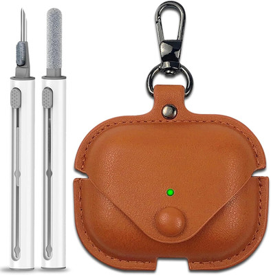 For Airpods Pro 2 Leather Case Cover with Keychain & Cleaner Kit [Front LED Visi
