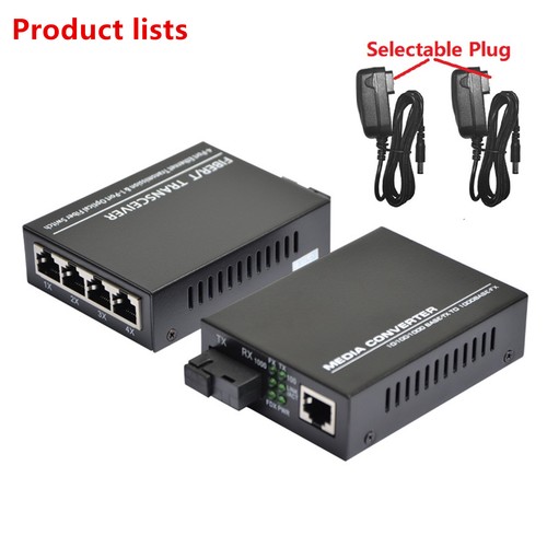 1000Mbps Ethernet Fiber Optic Media Converter Single Mode 4 RJ45 1 SC Port - Picture 6 of 9
