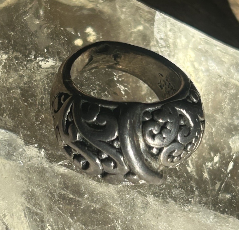Sterling Silver Scrollwork Cathedral Dome Ring Sz… - image 1