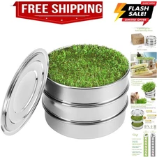Stackable Stainless Steel Seed Sprouting Kit, 2-Tier Mesh Sprouting Trays, 1 ...