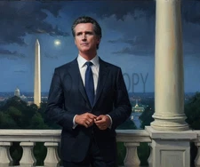 Gavin Newsom Patriotic Democrat American Oil Paint Style AI Generated 8X10 Print