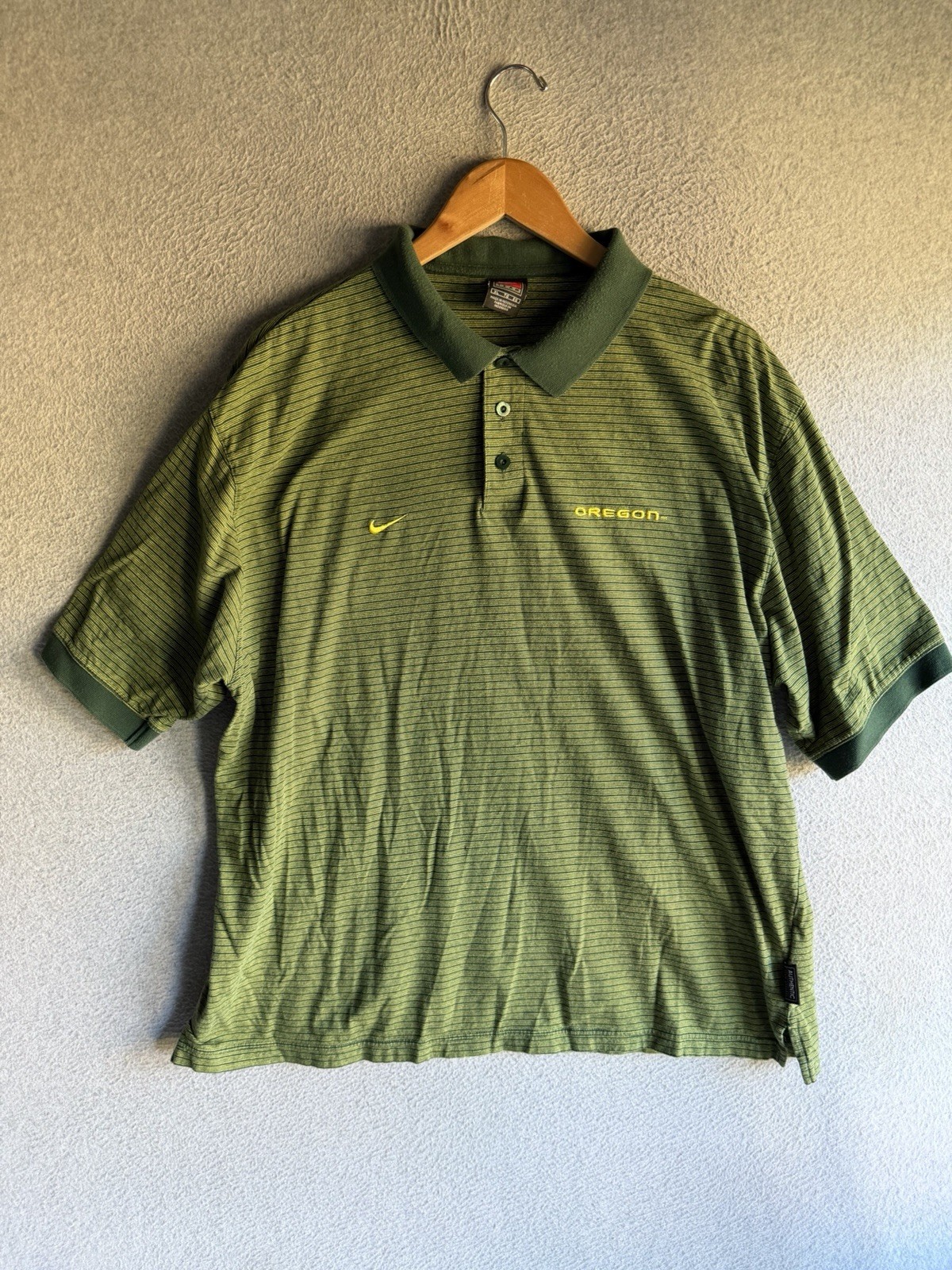 VTG Oregon Ducks Nike Shirt Mens XL Green Striped Polo Football