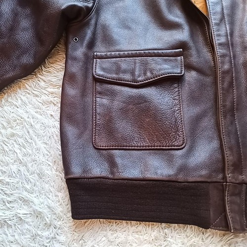 AERO Leather A-2 Flight Bomber Jacket US ARMY color brown Size equivalent to L - Picture 6 of 14