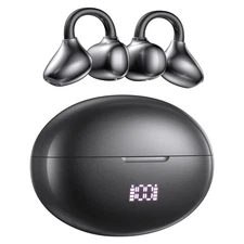 Clip On Earbuds, Open Ear Wireless Bluetooth 6.1 Headphones with Mic,80H Batt...