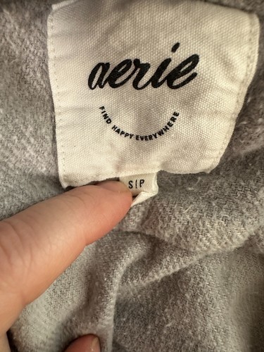 Aerie grau kariertes Oversize Flanellhemd mit Knopfleiste Damen Small - Bild 5 von 5