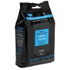 1 PACKS Men's Face & Body Wipes Aloe Vitamin E Removes Dirt & Grime On The Go.